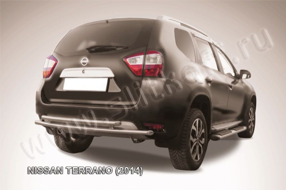 Защита заднего бампера (нержавейка) Nissan Terrano (2014-2023) d42+d42