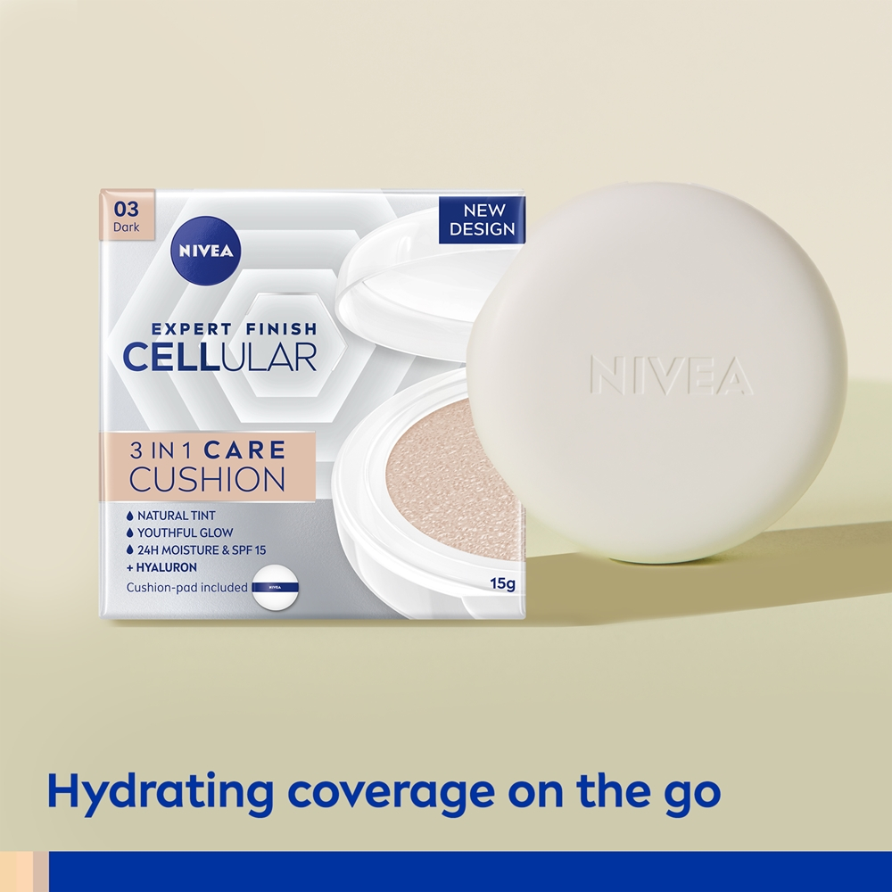 NIVEA Hyaluron Cellular Filler Cushion - Тональная основа в губке 3 в 1 оттенок 03 Dark, 15 g