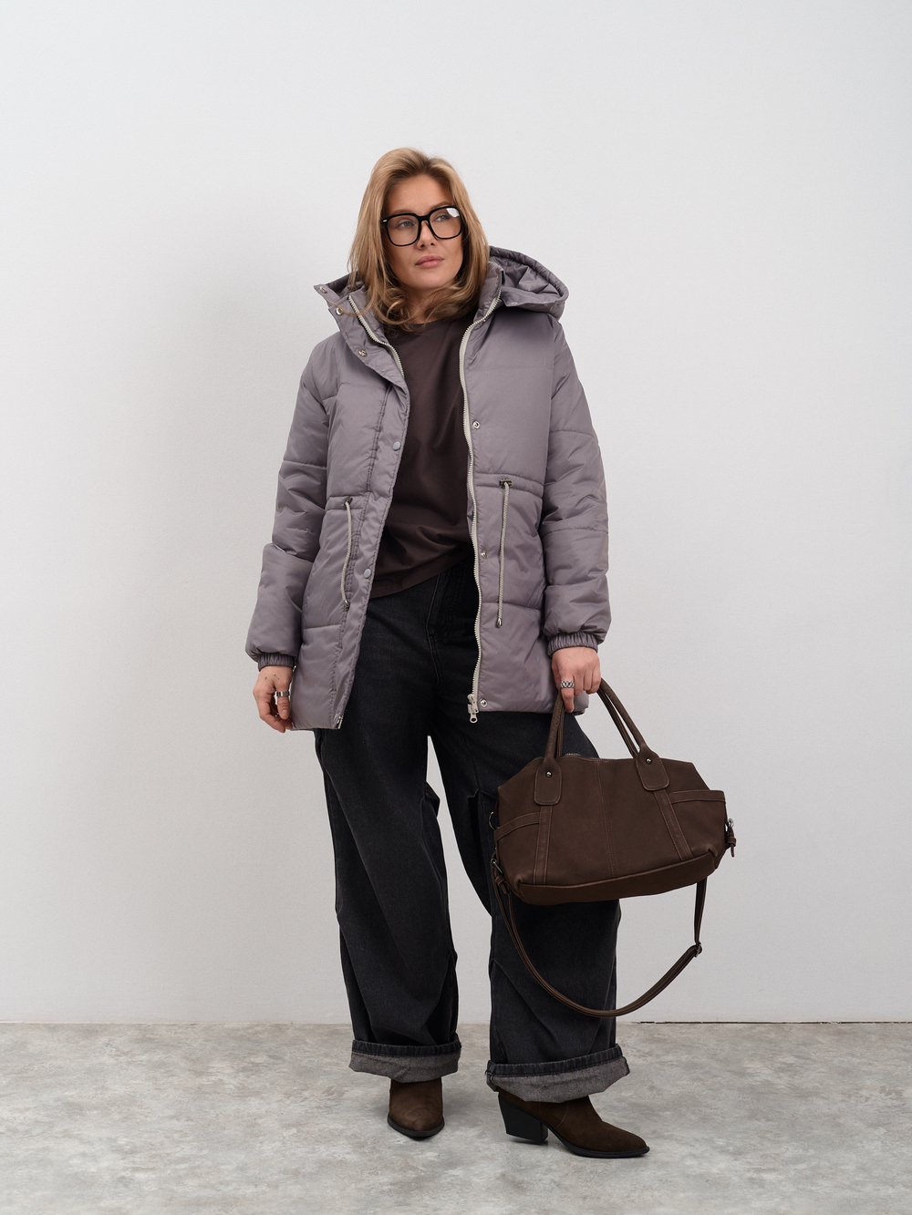 Парка женская демисезонная "Воздух" серый