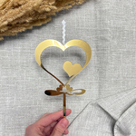 Свеча-топпер «Сердца» в золотом цвете