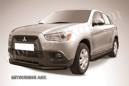 Защита переднего бампера (нержавейка) Mitsubishi ASX (2010-2013) d76+d57 (черный)