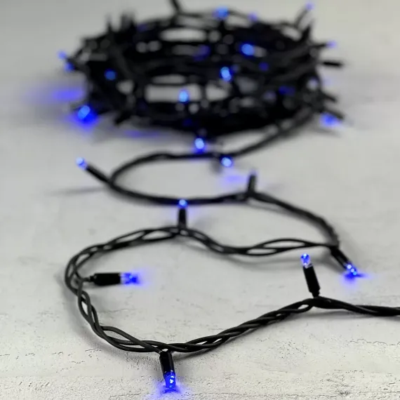 Светодиодная гирлянда Sealed с супер-мерцанием 10 м., 220V ., 75 синих LED ламп, черный каучук, LTC (LL75ABL-1-2B)