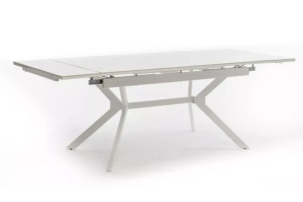 "Меркурий" стол интерьерный раздвижной обеденный из керамики, цвет белый глянцевый