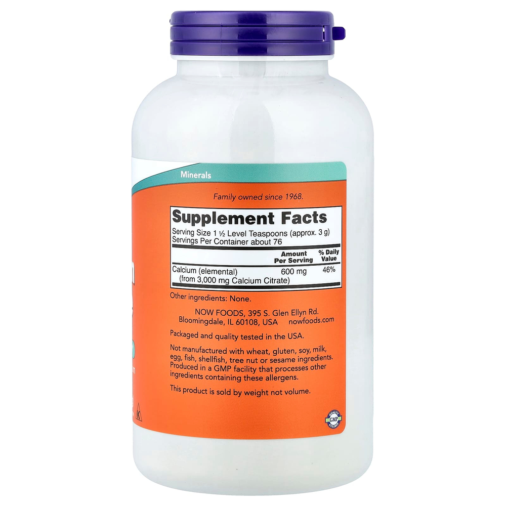 NOW Foods, цитрат кальция, чистый порошок, 227 г (8 унций)