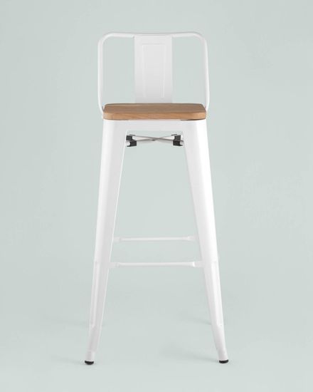 Стул барный TOLIX WOOD со спинкой белый глянцевый