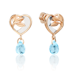 Серьги-пусеты из комбинированного золота с топазом