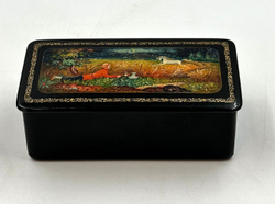 Шкатулка Конек-горбунок. художник Ручкин К. Мстера. 1950-е гг. Папье-маше, лаковая миниатюра