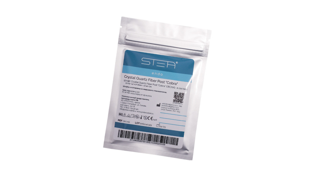 Штифты кварцевые Crystal Quartz Fiber Post "Cobra" конические c широкой экстракорональной частью, STEA