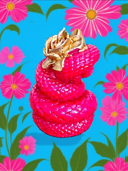 Свеча ручной работы змея с розой