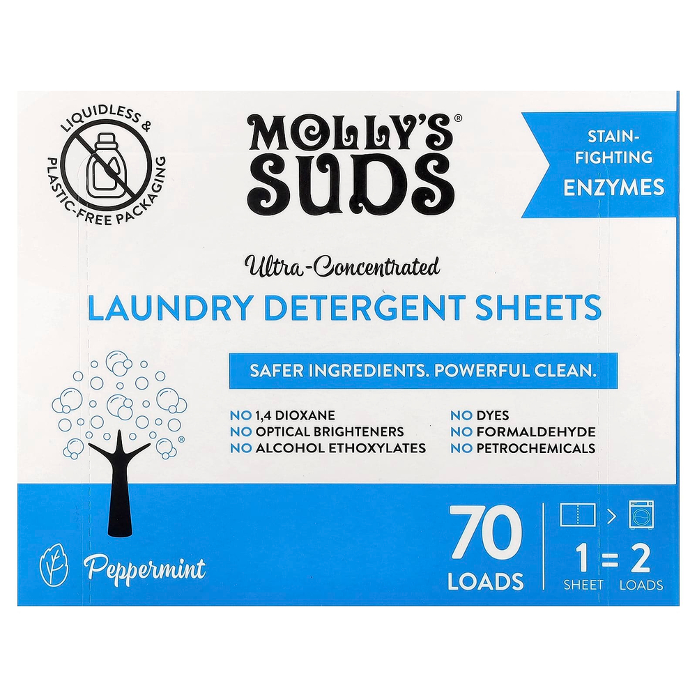 Molly's Suds, моющее средство для стирки, ультраконцентрированный, перечная мята, 35 шт.