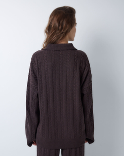 Поло объемного кроя из смесового кашемира шоколадный