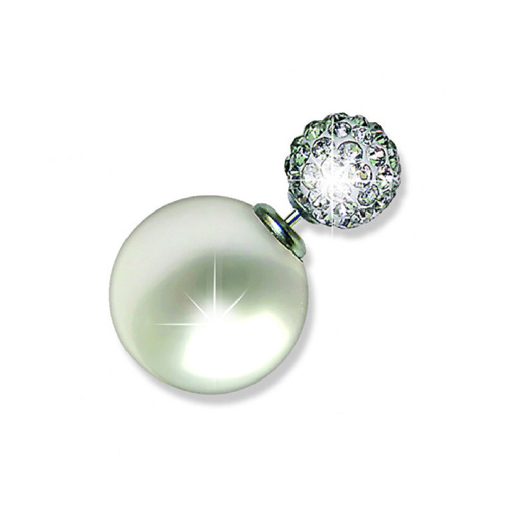Серьги для ушей BIOJOUX BJU800 White Pearl/Crystal Ball Double Ball Италия
