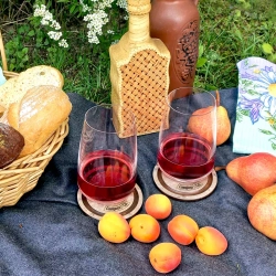 Набор подставок под кружку Бирдекель 4шт 9.5см ComposeEat Fashion травертин капучино