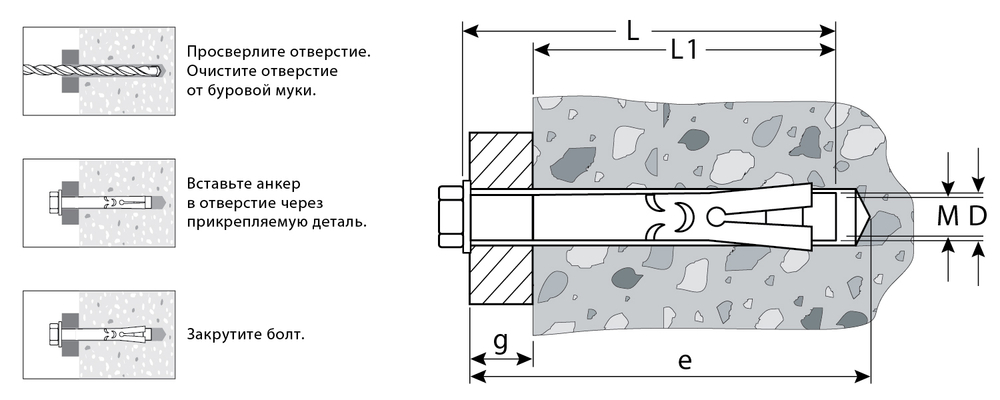 ЗУБР 12 x 80 мм, 30 шт, болт анкерный, желтый цинк