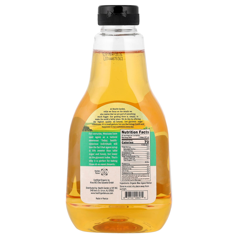 Health Garden, Органическая голубая агава, подсластитель с низким гликемическим индексом, 660 г (23,28 унции)