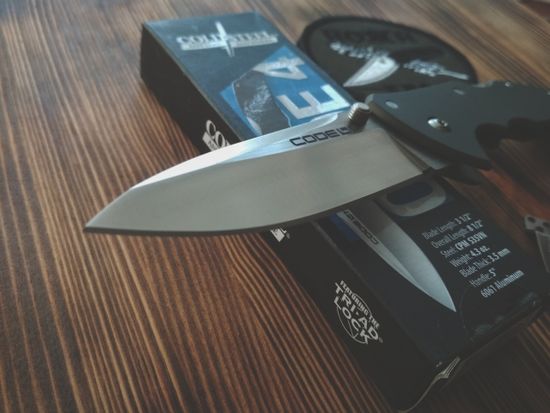 Складной нож Cold Steel 58PS Code-4 Spear Point Plain c клинком из стали CPM-S35VN, рукоять алюминий