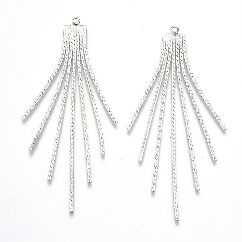 п175-р Подвеска Каскад цепочек 7 см, родий