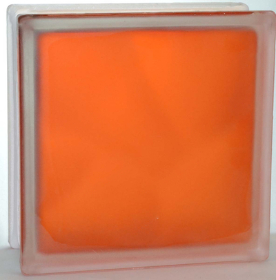 Стеклоблок полуматовый Оранжевый (матовый с одной стороны) Vitrablok  19x19x8 окрашенный изнутри