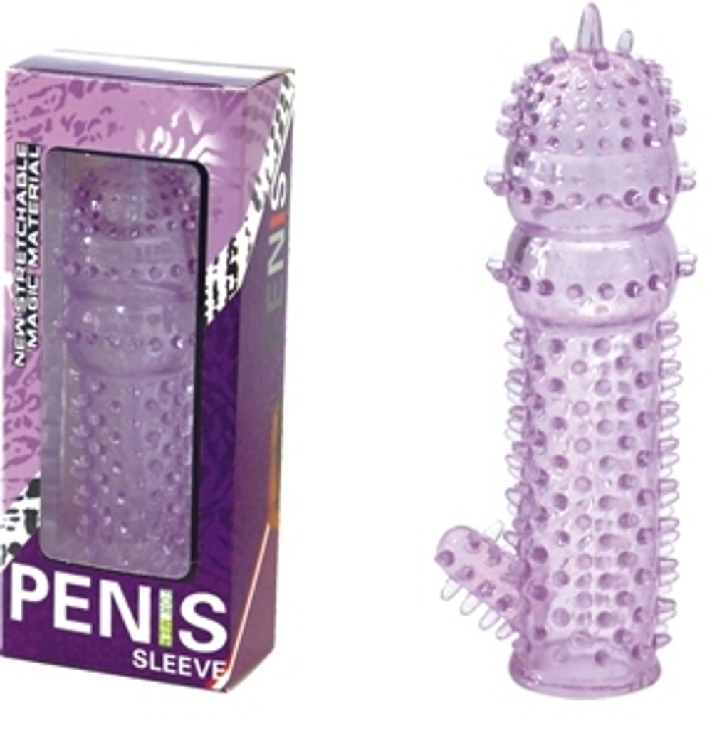 Стимулирующая насадка с отростком фиолетовая BI-10045C