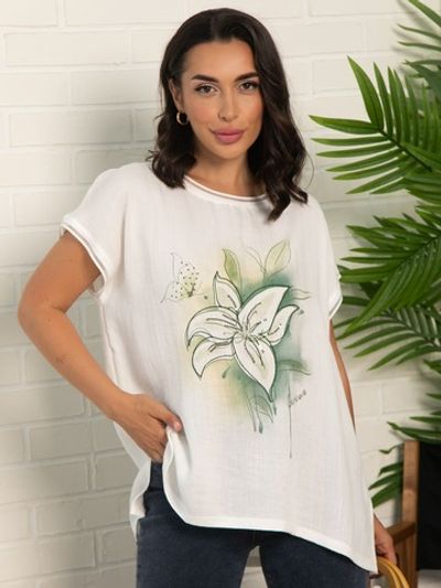 Блуза Изящный цветок (белая) Б16043-18М LT Collection