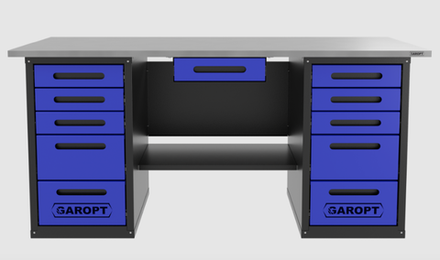 Верстак с ящиком двухтумбовый 5 ящиков /5 ящиков, синий 1800*700 GAROPT, GT1800Y1Y5Y5.blue