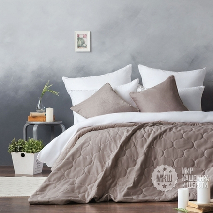 Покрывало на кровать велюровое ДОВВЕР (арт. BL02-288-05) - 230х250 см. - капучино