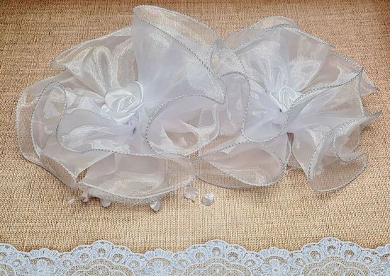 Большие школьные банты из  лепестков с бусинками, на резинке, 2 шт.