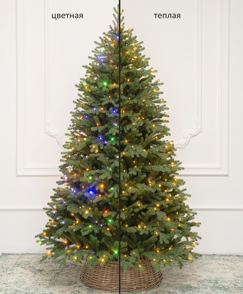 Елка с гирляндой 2в1 «Ванкувер» (Литая+пвх) 210 см / 2,1 м