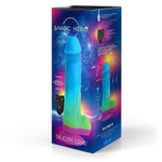 Яркий вибратор с возвратно-поступательными движениями и пультом ДУ - 21 см. (Цвет: разноцветный)