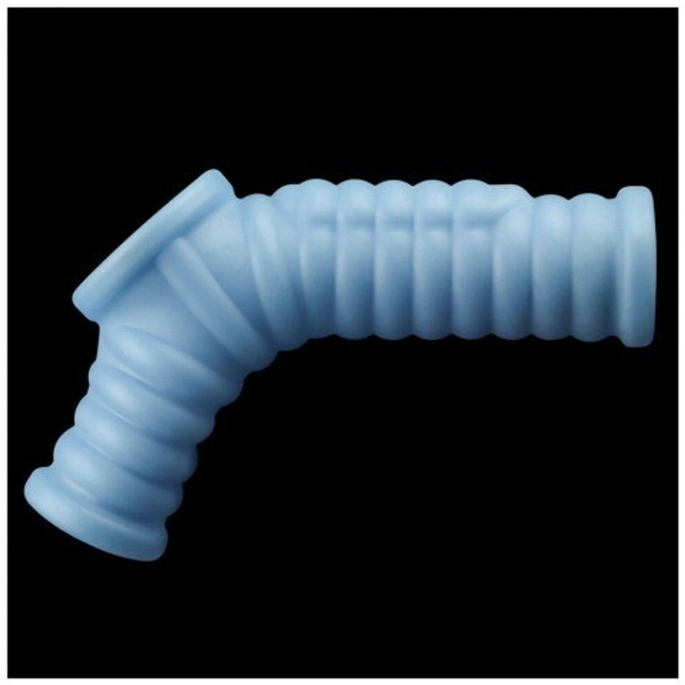 Насадка на пенис с вибрацией с рукавом для мошонки Wave Knights Ring голубая (14,4*2,8)