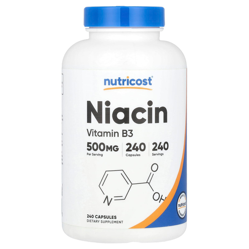 Nutricost, Ниацин, 500 мг, 240 капсул
