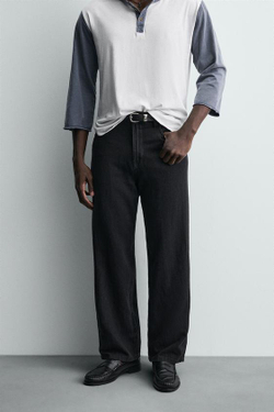 ZARA ЛЕГКИЕ ДЖИНСЫ СВОБОДНОГО КРОЯ WIDE LEG, ЧЕРНЫЙ