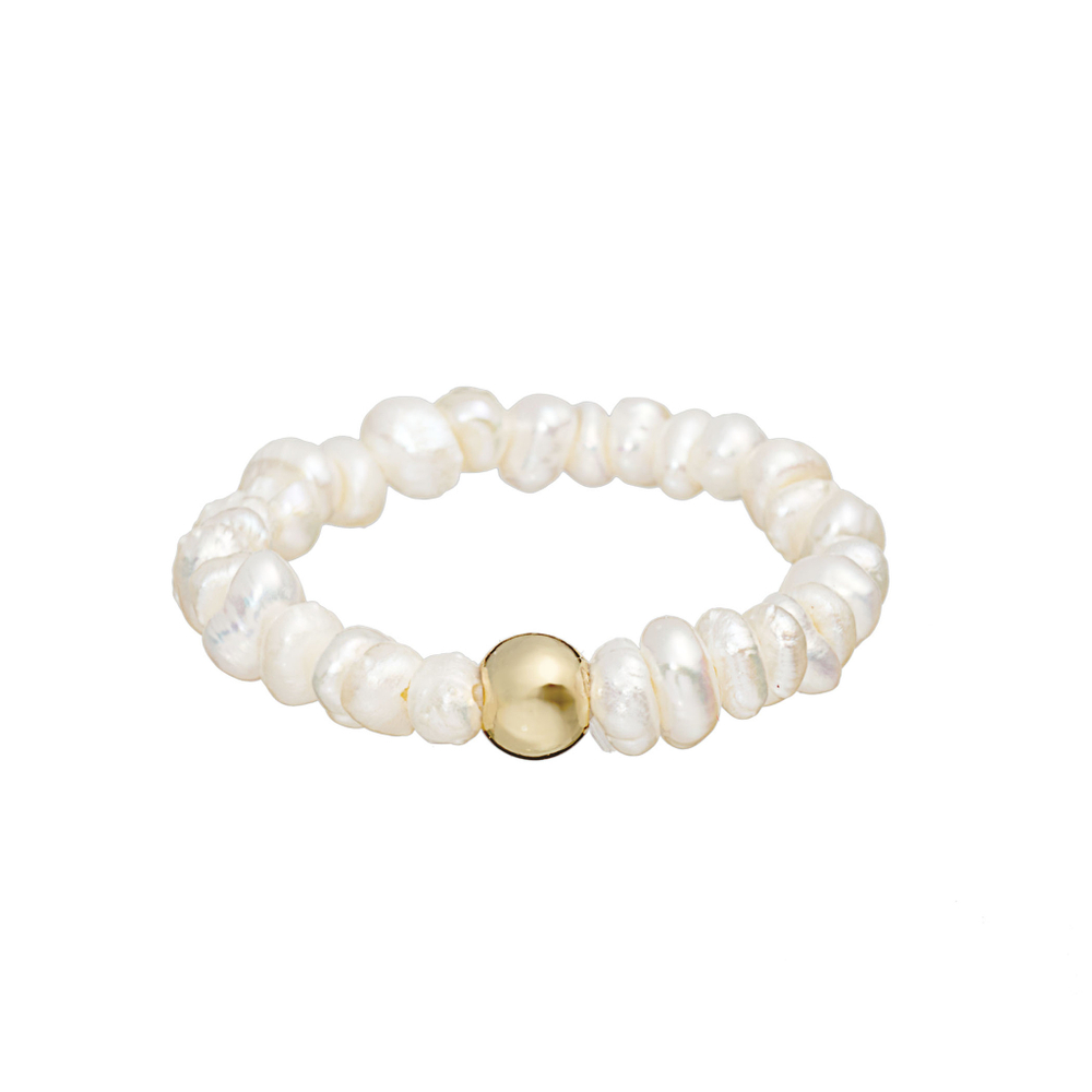 Кольцо- натуральный жемчуг, золотой элемент