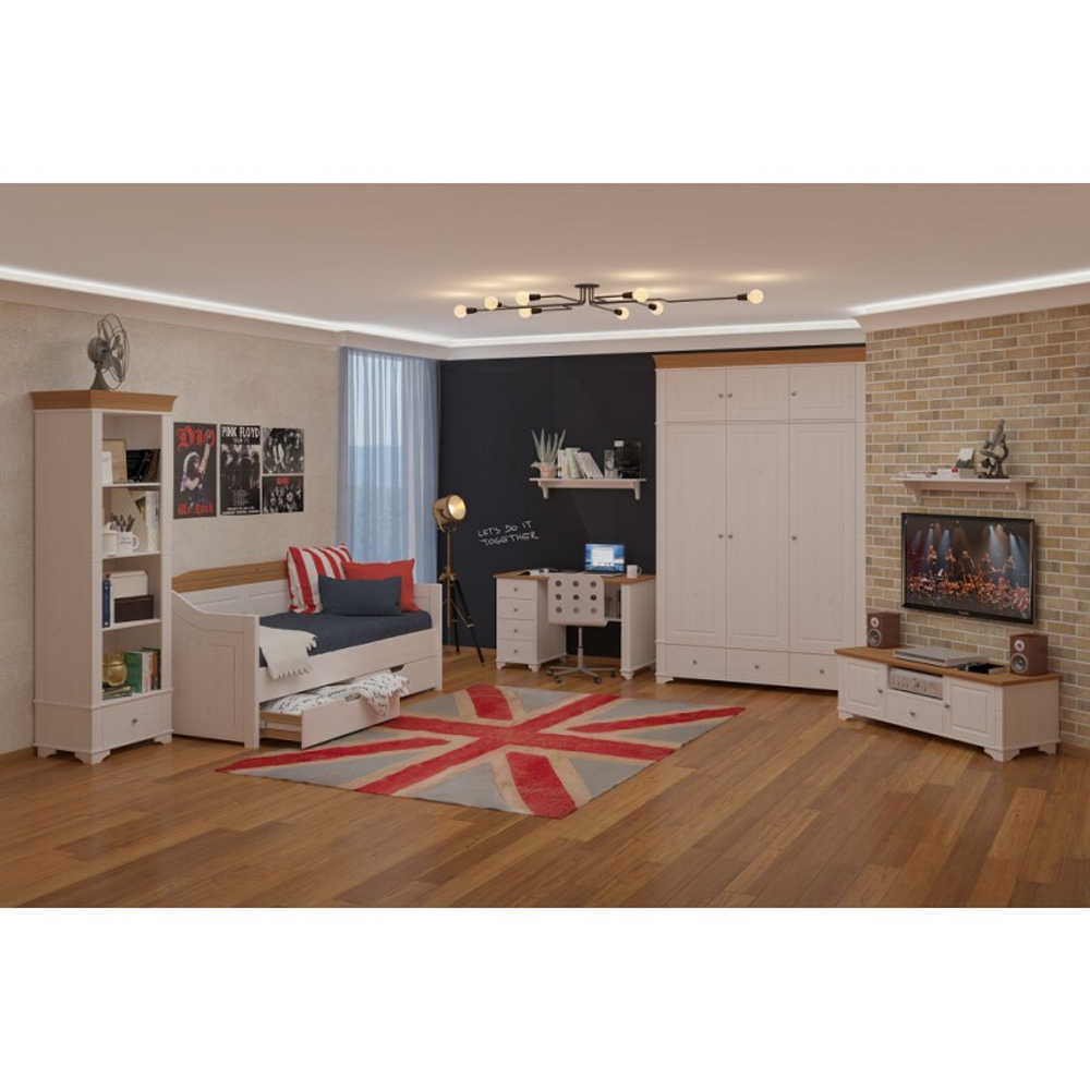 Стеллаж «Бейли» белый воск/антик