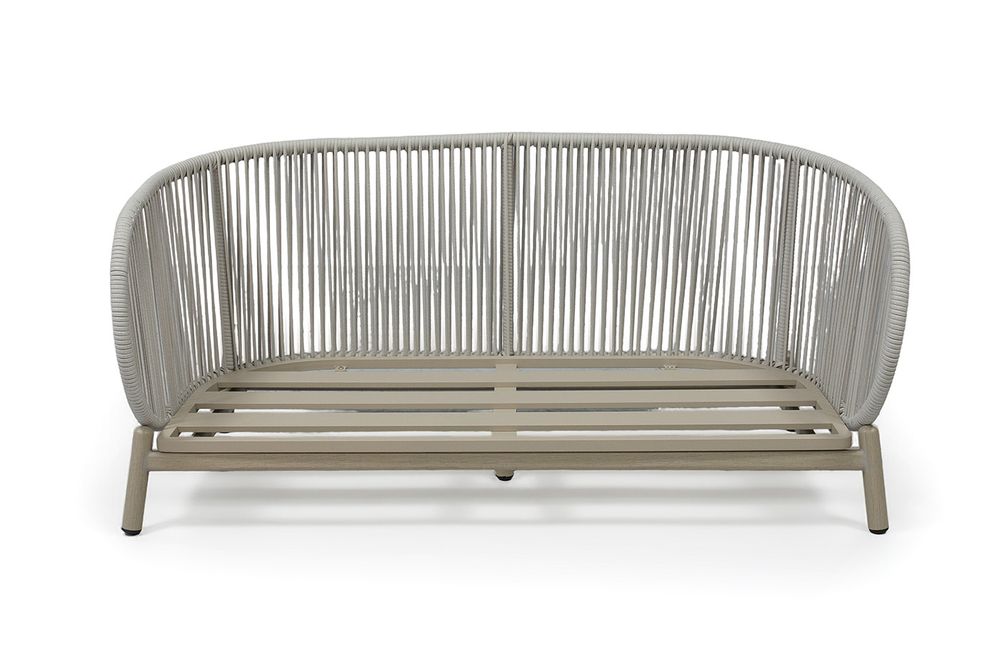 "Прато" диван двухместный из искусственного ротанга, цвет светло-серый, каркас под дерево (холодно-бежевый)