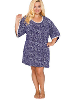 Туника с рукавом 3/4 из вискозного полотна с принтом (Размер: XXL) (Цвет: темно-синий)