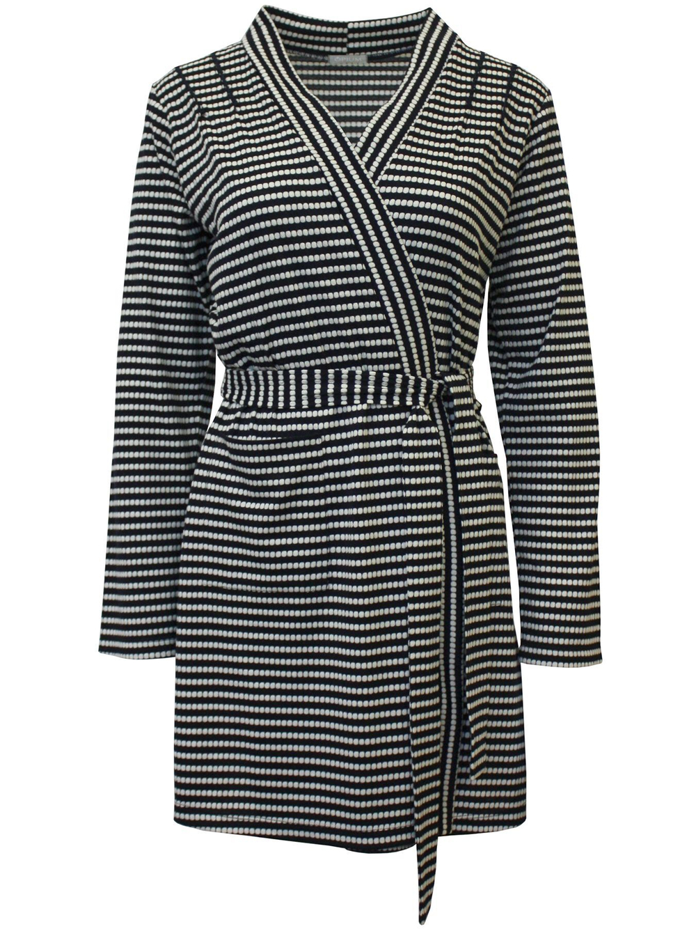 Халат-кардиган из мягкой ткани с хлопком (Размер: L) (Цвет: черный с белым)