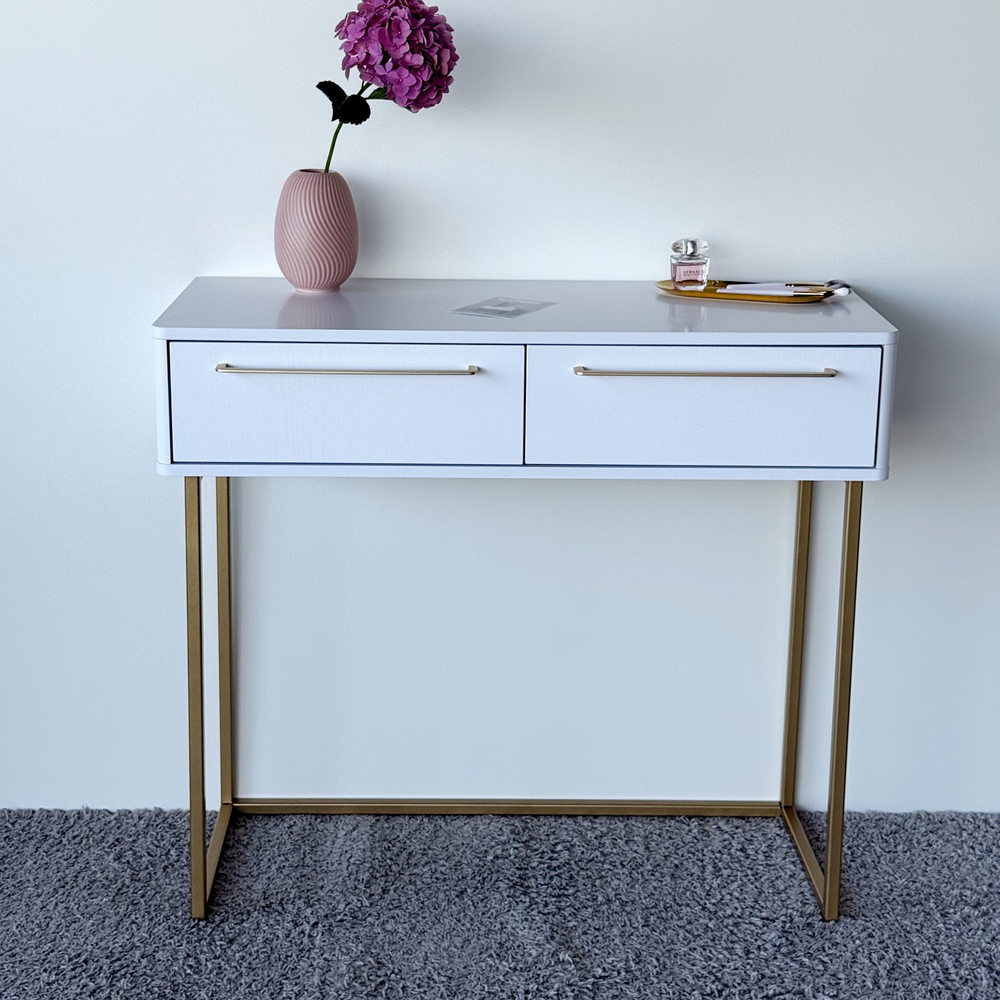 Туалетный столик консоль ROYAL 5211 эко (Белый-Золото-р.золото)
