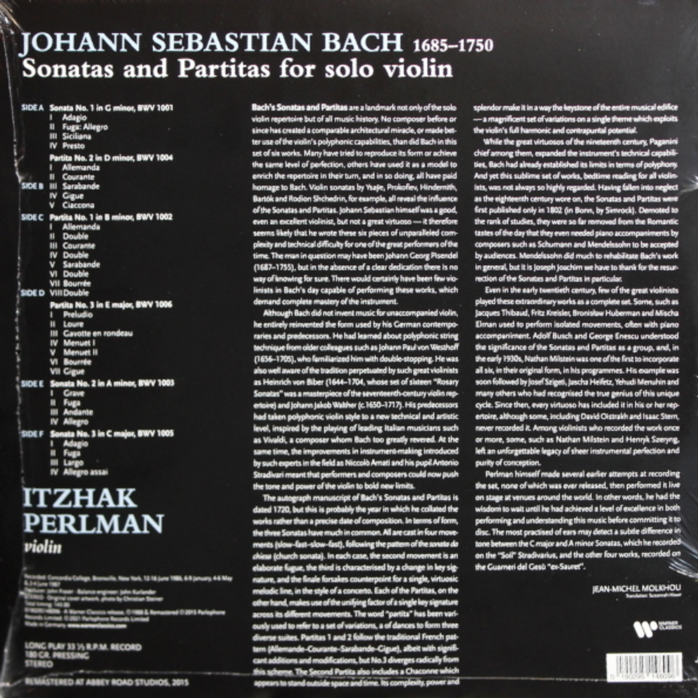 Itzhak Perlman / J.S. Bach: Sonatas And Partitas (3LP)