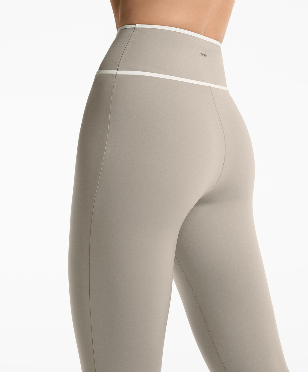 OYSHO Легинсы Perfect-adapt с V-образным вырезом на талии, длиной до щиколотки 65 см, серо-бежевый