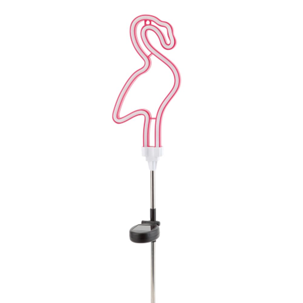 Светильник уличный ЭРА ERASF012-30 садовый неоновый Фламинго на солнечной батарее | Садовые декоративные светильники