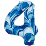 Шар Фольгированный Цифра 4 Мрамор голубой (Голубой)