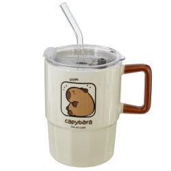 GAEM Кружка с крышкой и трубочкой, 440 мл, L11,5 W8,5 H12,5 см, 4в.