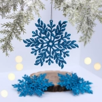 Подвеска «Волшебная снежинка» 11,5 см (набор 3 шт), Голубой