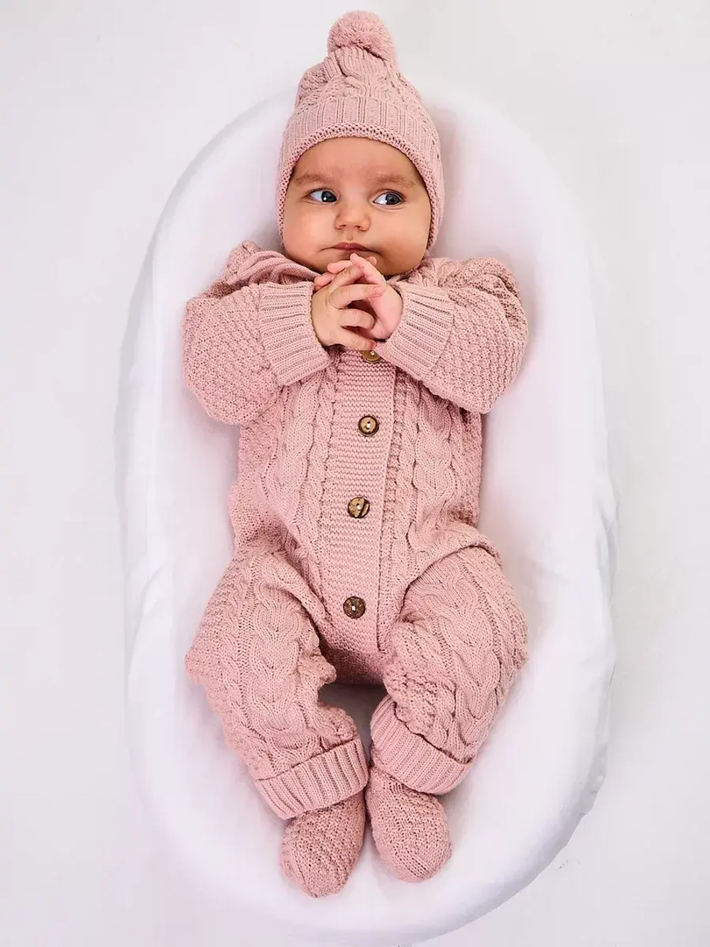 вязаный комбинезон для новорожденных
