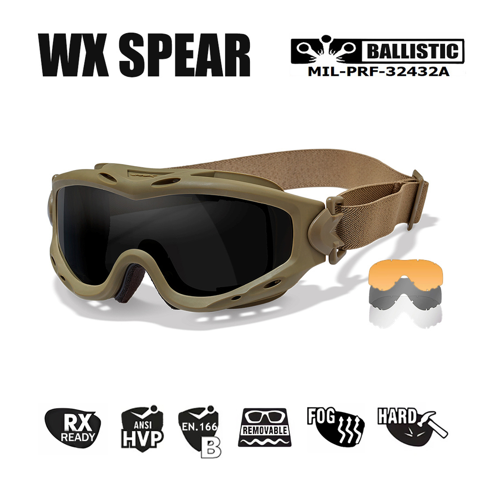 Очки тактические-защитные WILEY-X SPEAR (FRAME MATTE TAN,LENS:CLEAR+GREY+RUST)