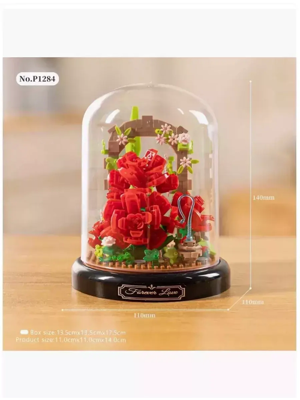 Конструктор Цветы Красные розы в колбе 574 детали