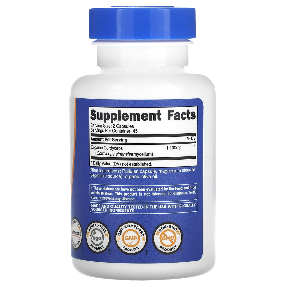 Nutricost, Кордицепс, 90 капсул (550 мг в 1 капсуле)