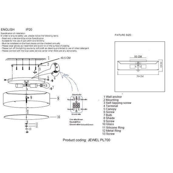 Потолочный светильник Crystal Lux Jewel PL700 Gray
