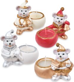 F-T1443-7 Подсвечники «Мышка» мал. ассорт 4 шт